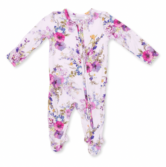 Dahlia Floral Ruffle Back Footie