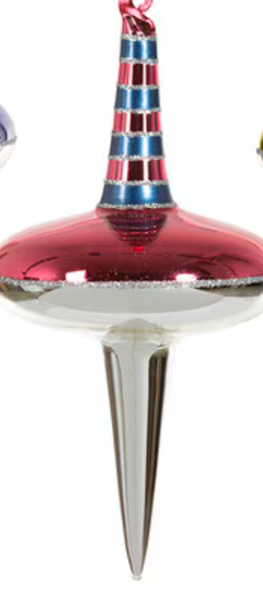 Retro Spinner Glass Ornament