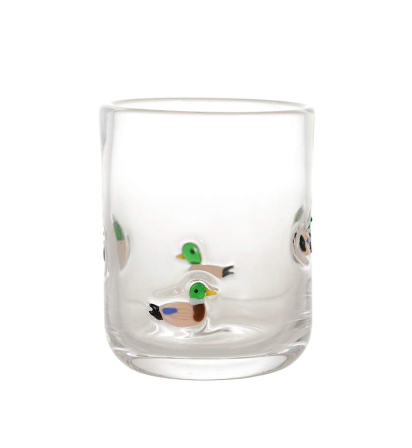 Artisan Glass Tumbler with Hand-Embedded Mallards