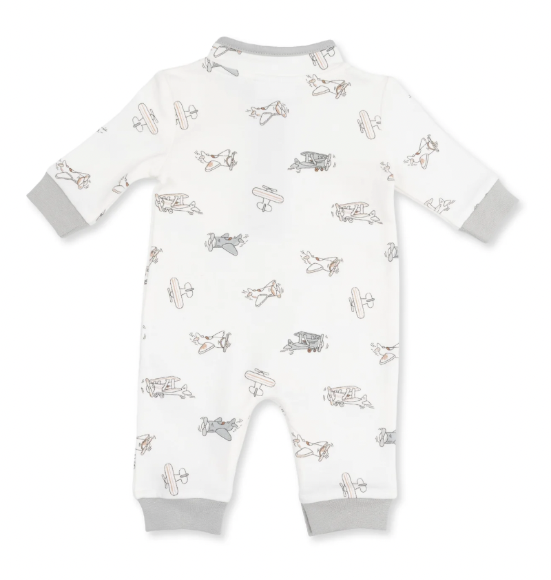 Vintage Airplane Pilots Zip Neck Romper