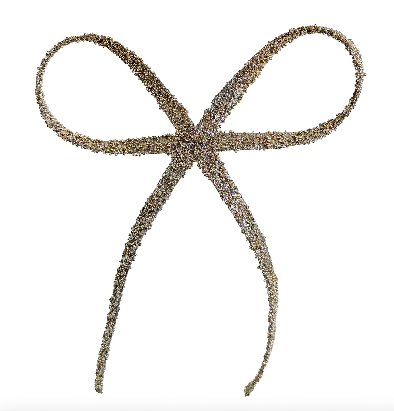 Silver Beaded Clip-On Bow