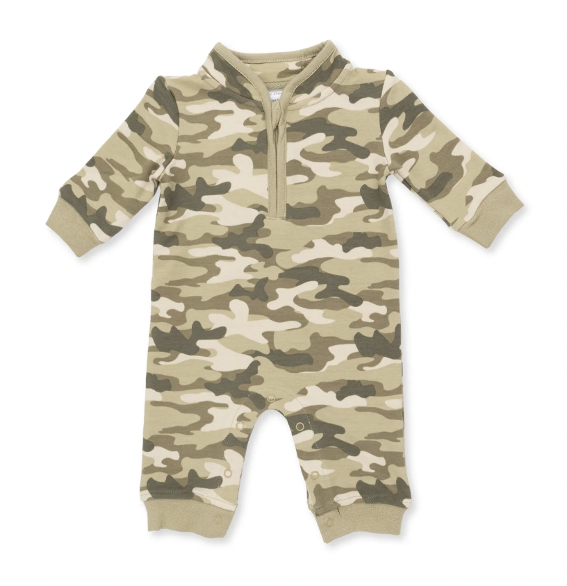 Camo French Terry Zip Neck Romper
