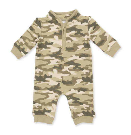 Camo French Terry Zip Neck Romper