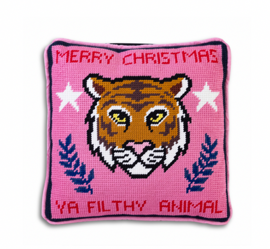 Filthy Animal Needlepoint Pillow