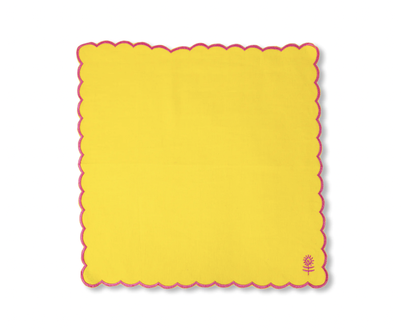 Yellow Scalloped Linen Napkins