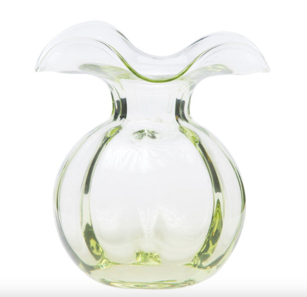 Hibiscus Glass Green Medium Fluted Vase