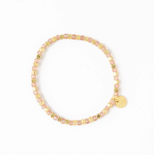 Blush + Gold Crystal Stretch Bracelet