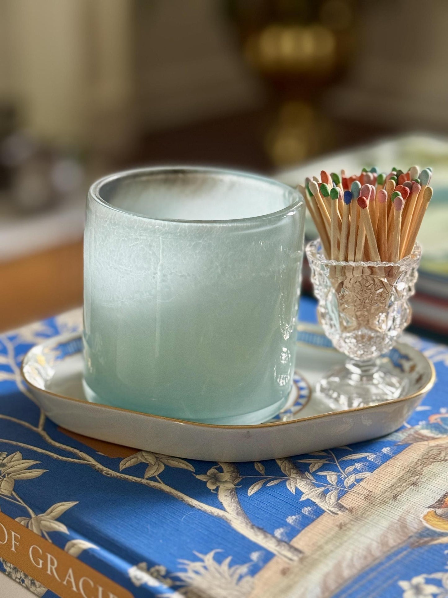 Early American Pattern Glass Toothpick/Match Holder