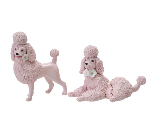 Vintage Reproduction Poodle Figurine with Flower