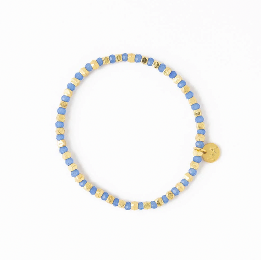 Blue + Gold Crystal Stretch Bracelet