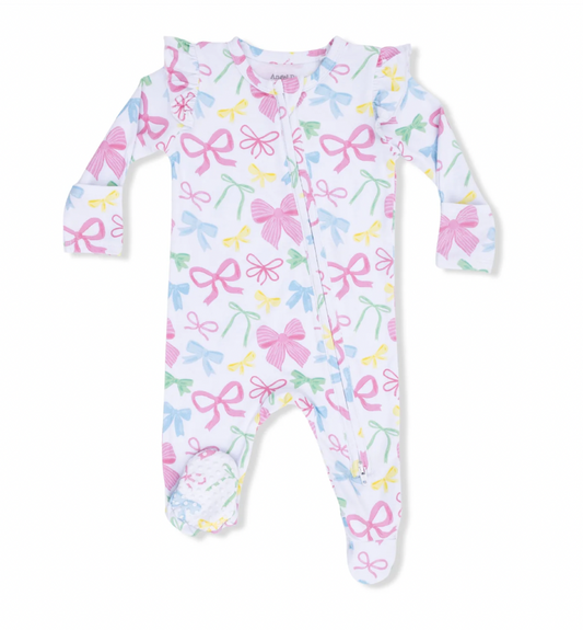 Sweet Bows Ruffle Sleeve Footie