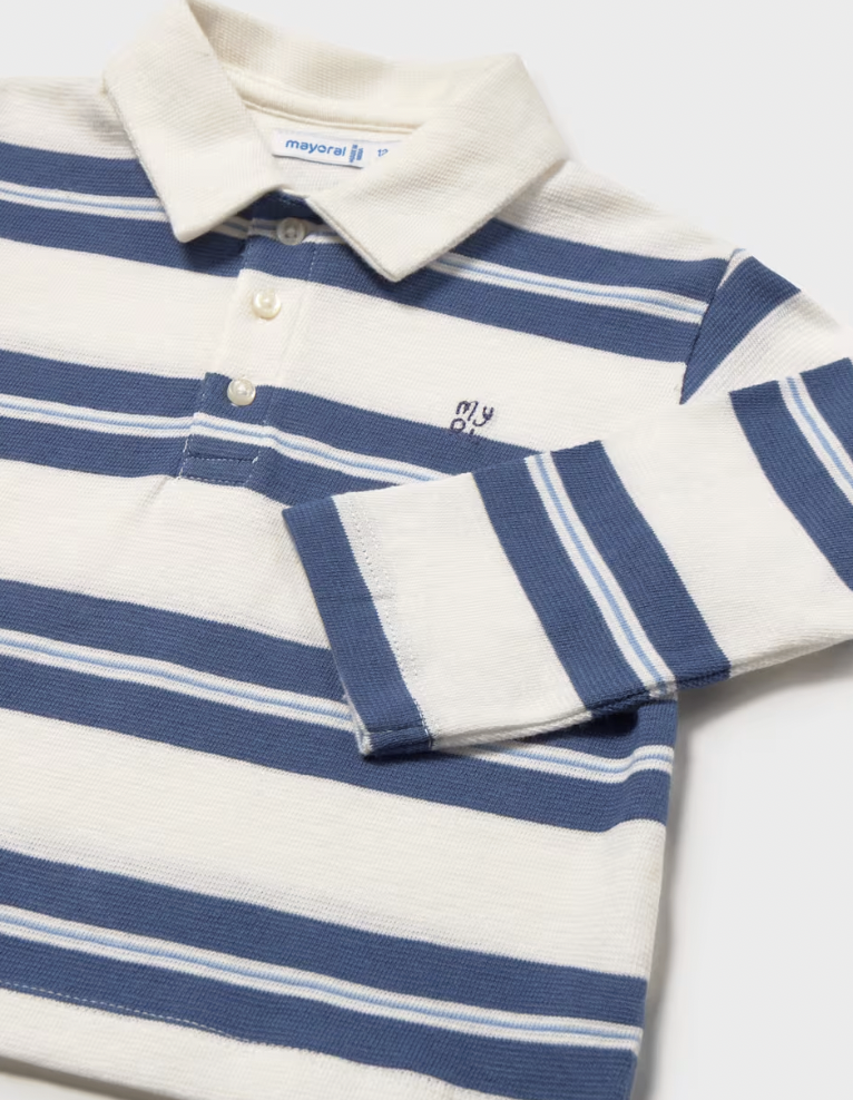 Stripe Long Sleeve Polo Shirt