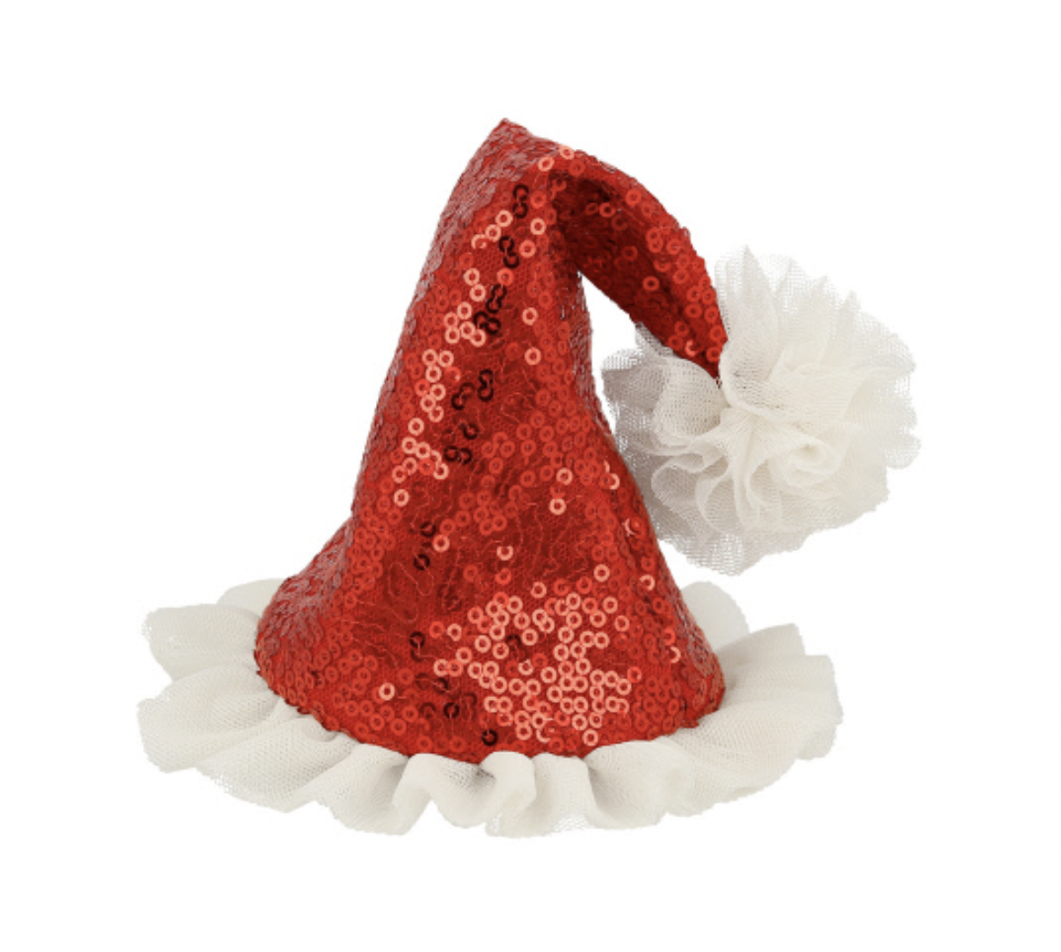 Sequin Santa Hat Hair Clip