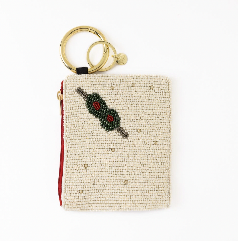Martini And Olive Beaded Coin Purse