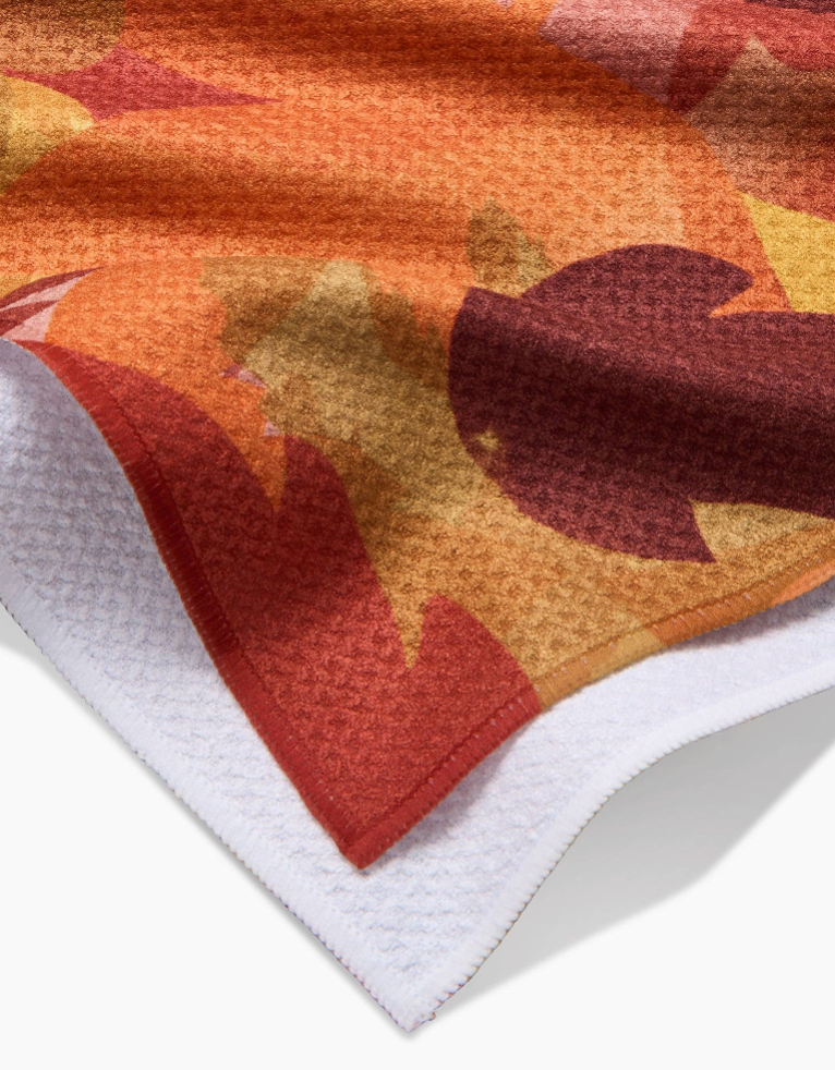 Watercolor Fallen Leaves Tea Towel