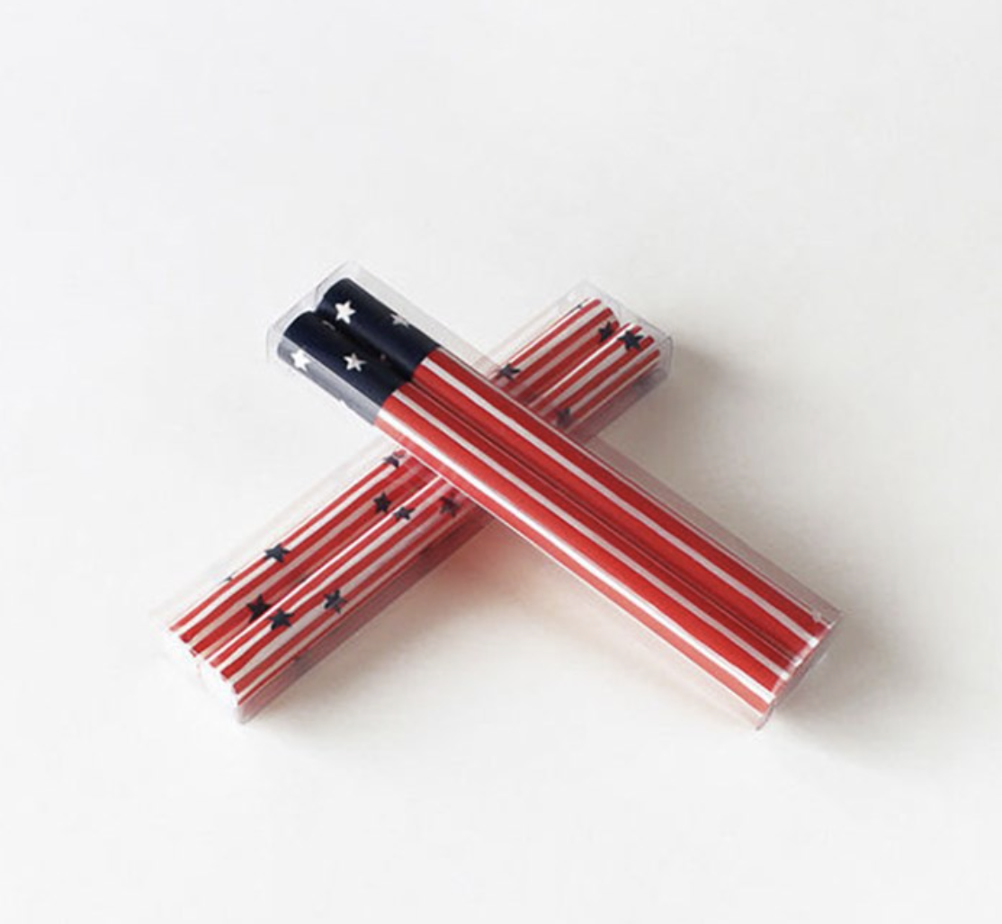 Star Spangled Taper Candles, Pair