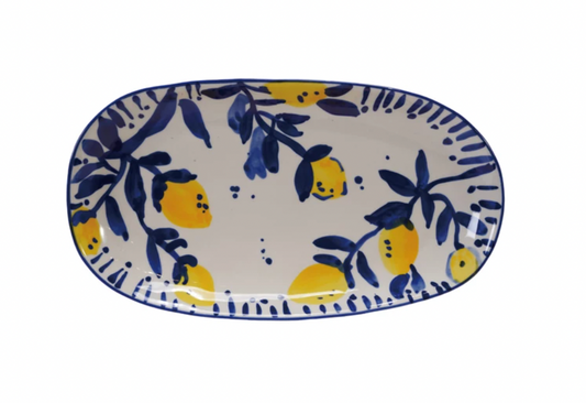 Stoneware Platter with Lemons