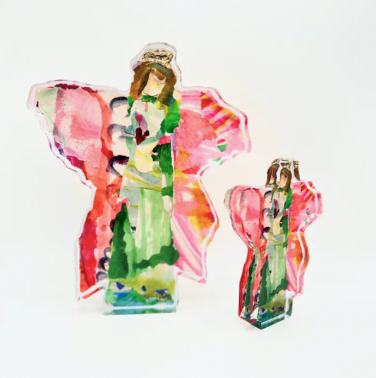 Acrylic Angel - Emerald/Pink