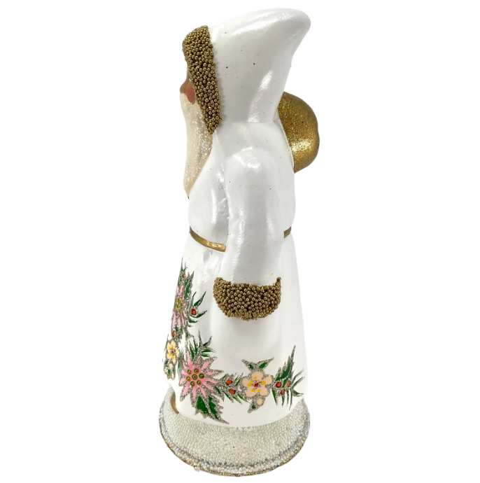 White Flower Santa Candy Container