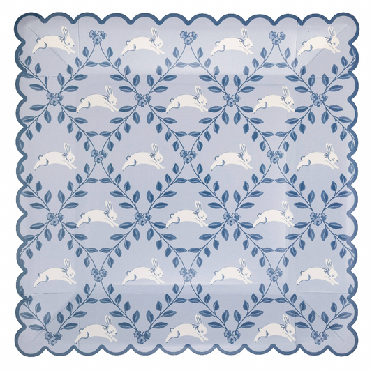 Blue & White Diamond Bunny Pattern Plates