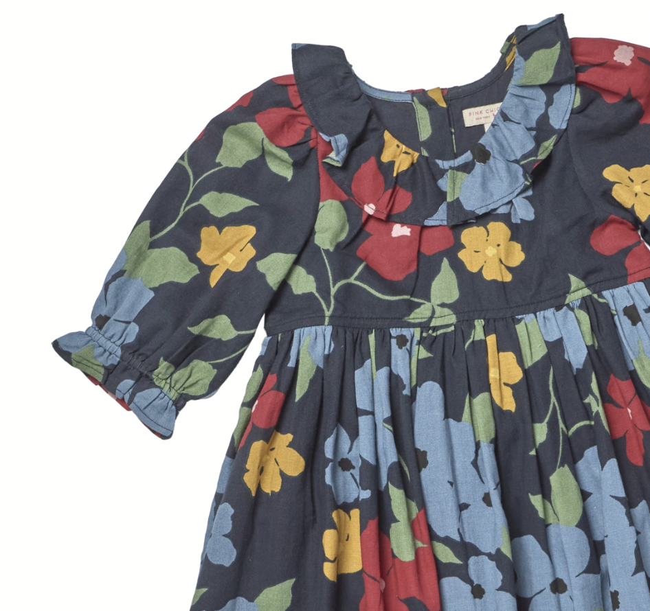 Navy Hibiscus Floral Amara Dress