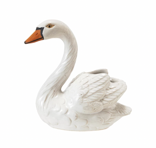 Stoneware Swan Shaped Toothpick Holder