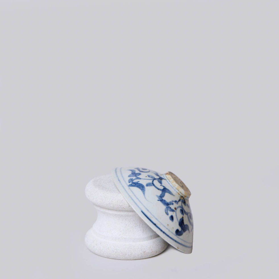 Blue and White Porcelain Peony Conical Bowl