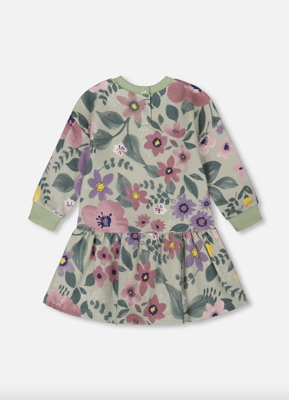 Sage Floral Stretch Fleece Dress