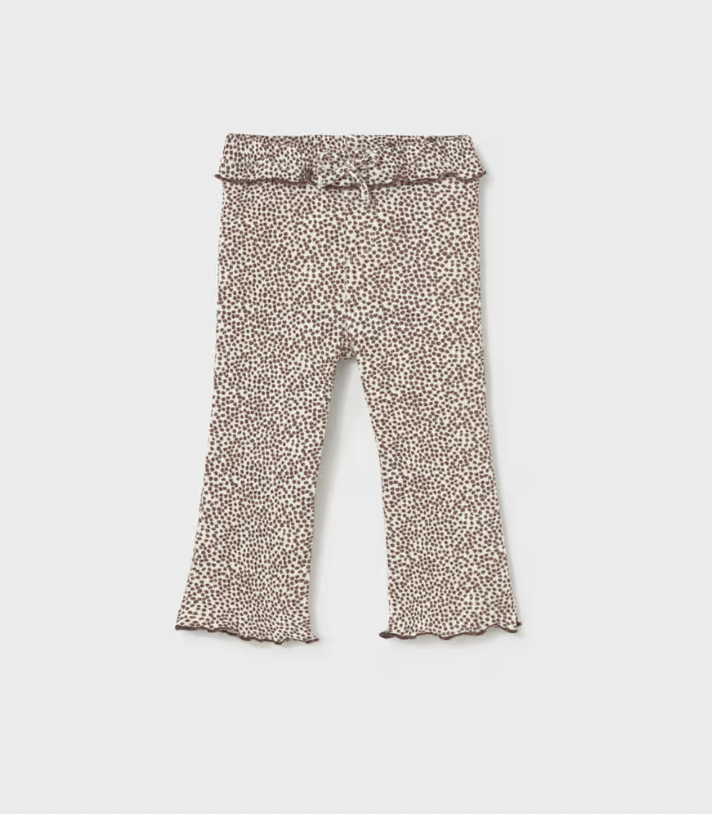 Chocolate Dot Ruffle Flare Leggings