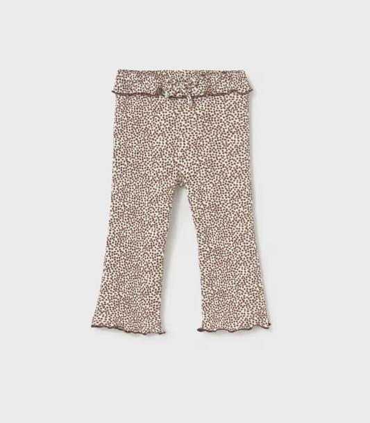 Chocolate Dot Ruffle Flare Leggings