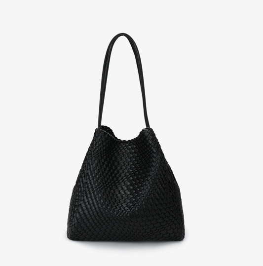 Hollace North South Woven Black Tote