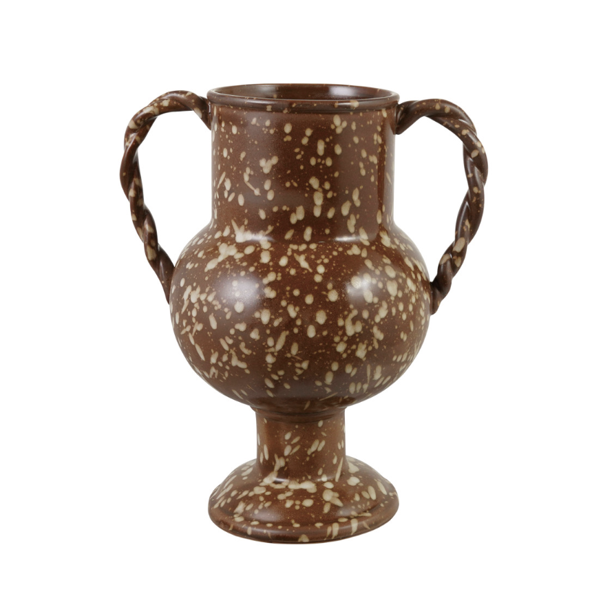 Brown Speckled Stoneware Urn
