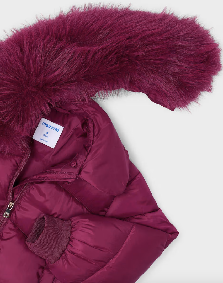 Puffer Jacket with Removable Faux Fur Collar