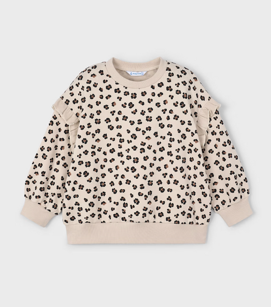 Animal Print Ruffled Sweatshirt