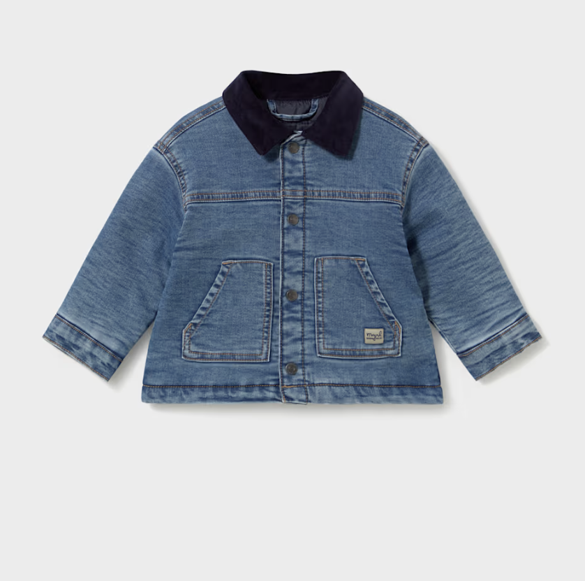 Lined Denim Barn Jacket with Corduroy Collar
