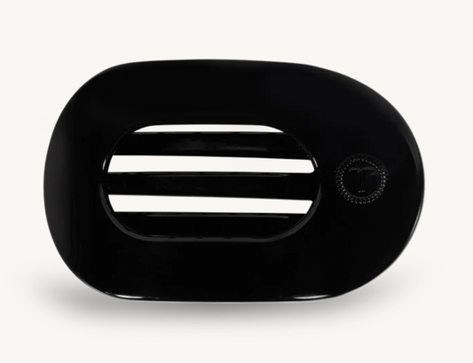 Jet Black Small Flat Round Hair Clip