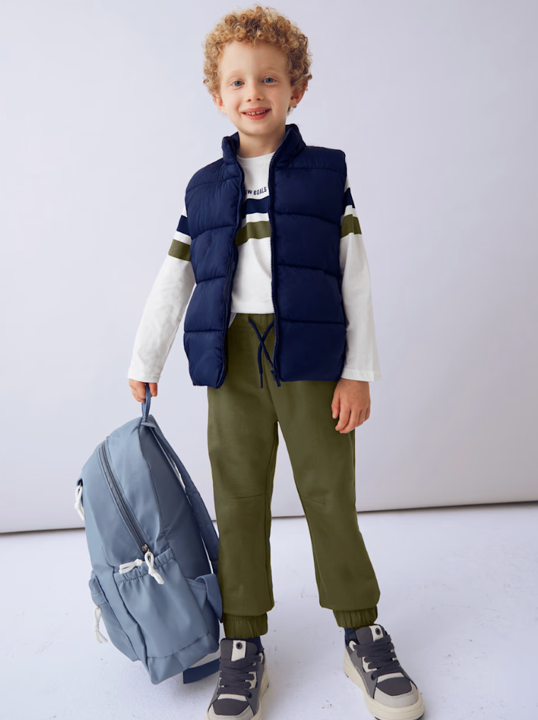 Boys Three Piece Set - Long Sleeved T'Shirt, Vest, + Joggers