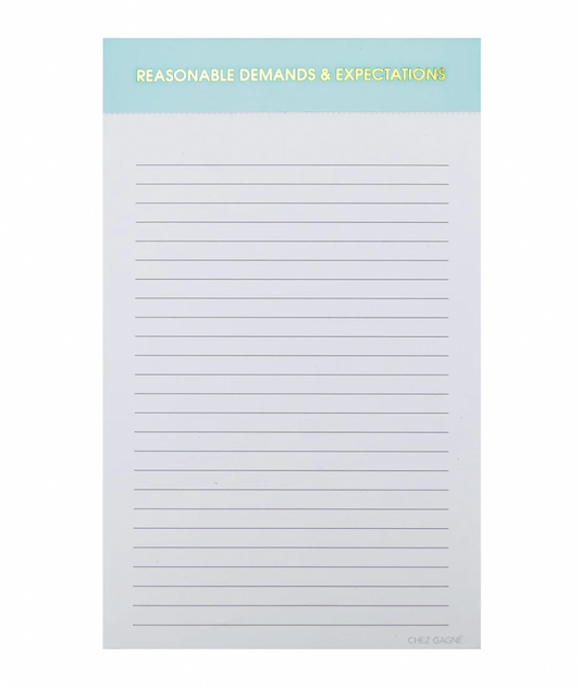 Reasonable Demands and Expectations Notepad