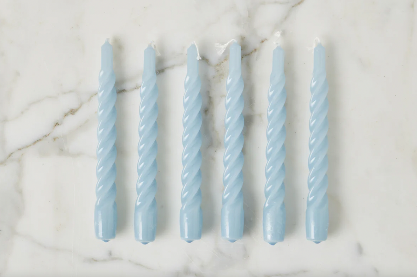 Denim Lacquered Twisted Taper Candles, Set of 6