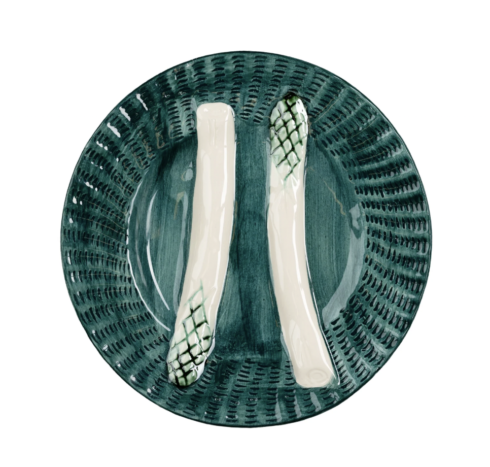 Turquoise with White Asparagus Plate