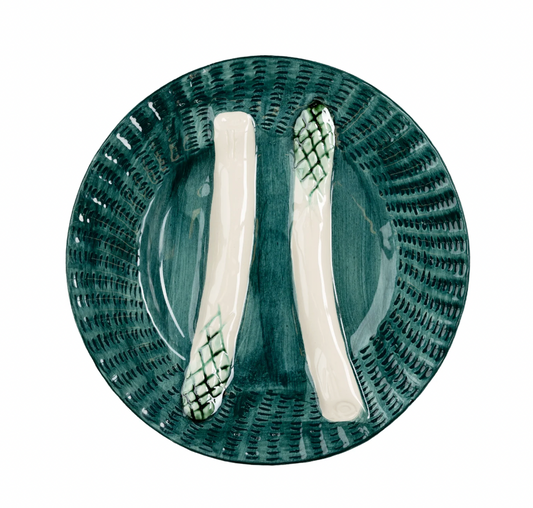 Turquoise with White Asparagus Plate