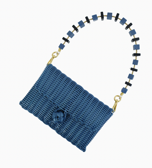 Clutch in Fog Blue with Indigo Marble Stone Strap