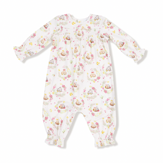 Floral Owl Families Smocked Romper