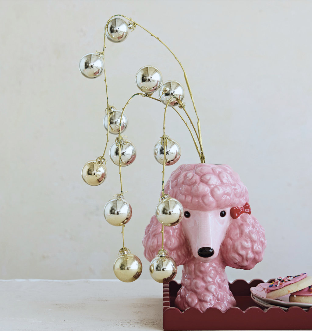 Ceramic Poodle Head Shaped Vase with Bows
