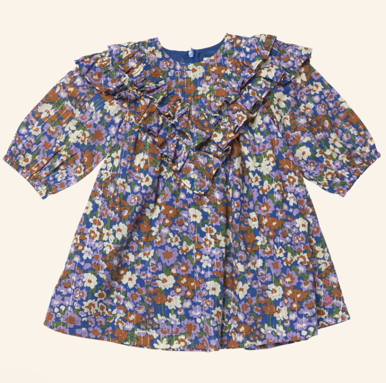 True Blue Sketched Purple Floral Everly Dress