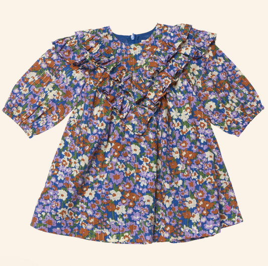 True Blue Sketched Purple Floral Everly Dress
