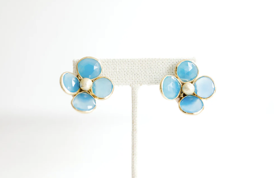 Blue Chalcedony New Flowers Earrings