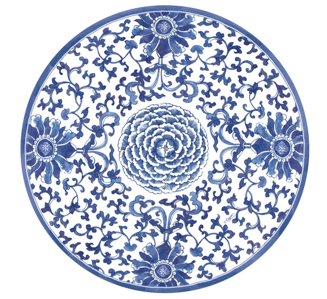 Indigo Garden Blue & White Paper Dinner Plates