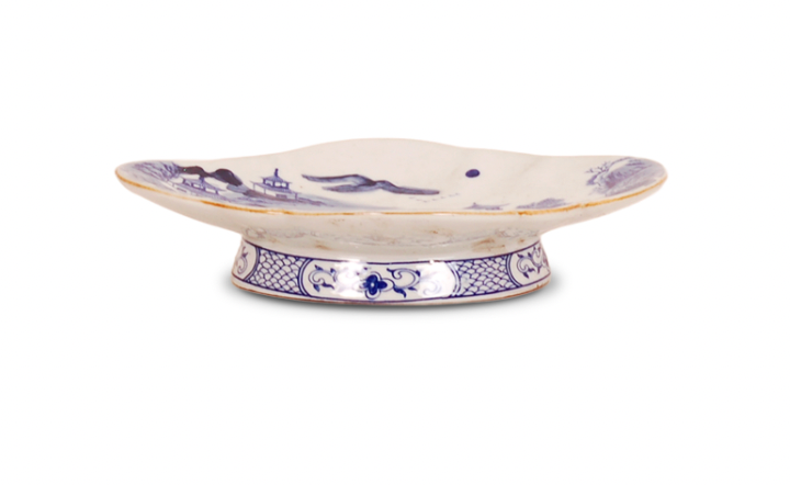 Blue and White Canton Footed Plate