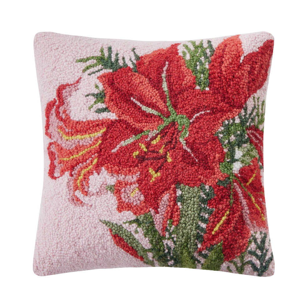 Winter Amaryllis Pink Hook Pillow